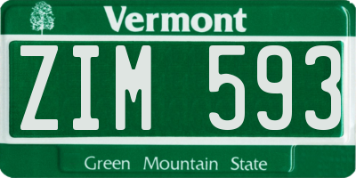 VT license plate ZIM593