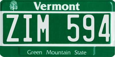 VT license plate ZIM594