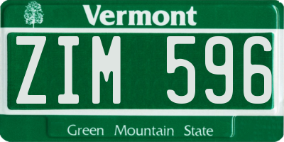 VT license plate ZIM596