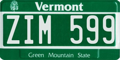 VT license plate ZIM599