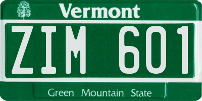 VT license plate ZIM601