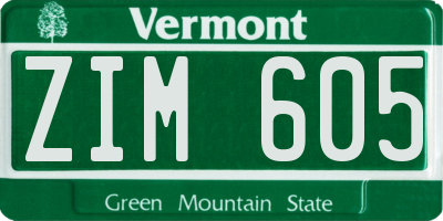 VT license plate ZIM605