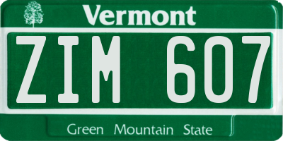 VT license plate ZIM607