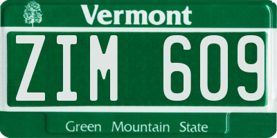 VT license plate ZIM609