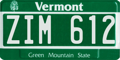 VT license plate ZIM612