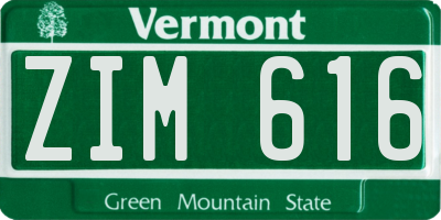 VT license plate ZIM616