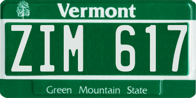 VT license plate ZIM617