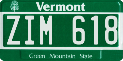 VT license plate ZIM618