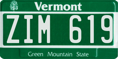 VT license plate ZIM619