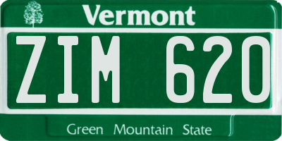 VT license plate ZIM620