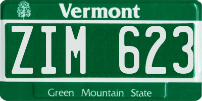 VT license plate ZIM623