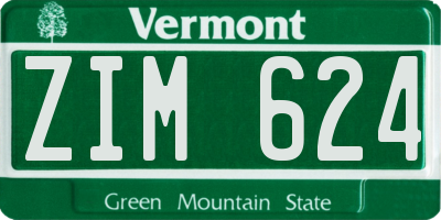 VT license plate ZIM624