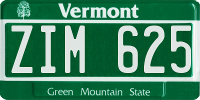 VT license plate ZIM625