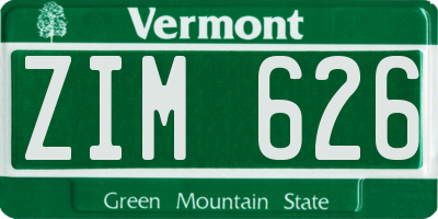 VT license plate ZIM626