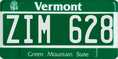 VT license plate ZIM628