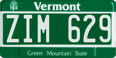 VT license plate ZIM629