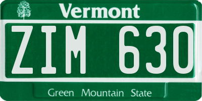 VT license plate ZIM630