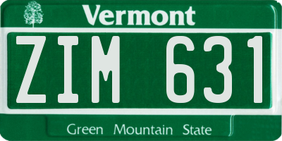 VT license plate ZIM631