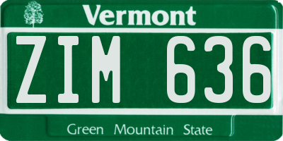 VT license plate ZIM636