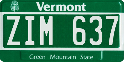 VT license plate ZIM637