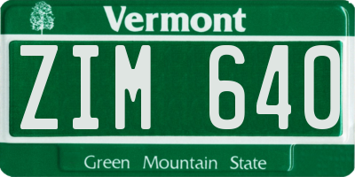 VT license plate ZIM640