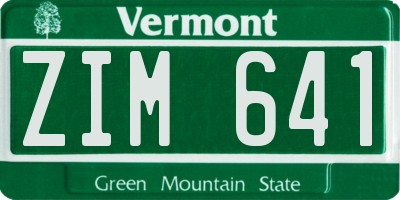 VT license plate ZIM641