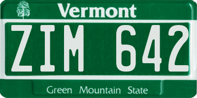 VT license plate ZIM642