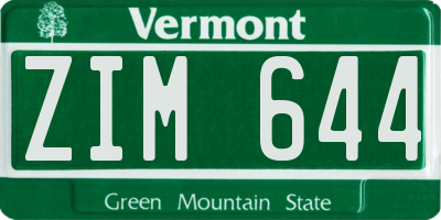 VT license plate ZIM644