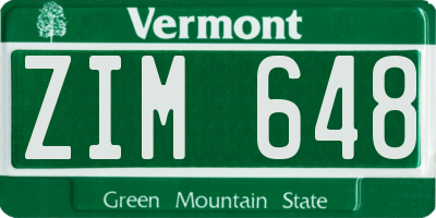 VT license plate ZIM648