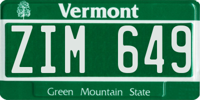 VT license plate ZIM649