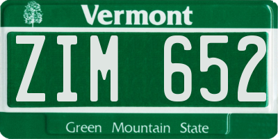VT license plate ZIM652