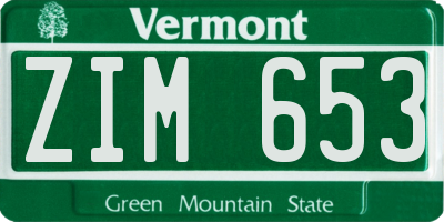 VT license plate ZIM653