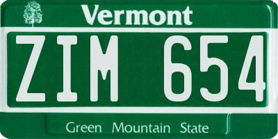 VT license plate ZIM654