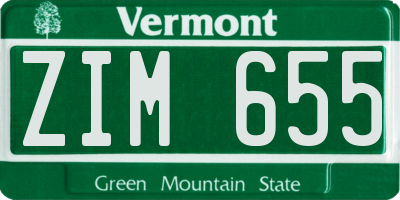 VT license plate ZIM655