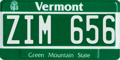 VT license plate ZIM656