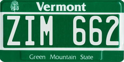VT license plate ZIM662