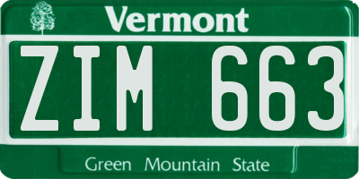 VT license plate ZIM663