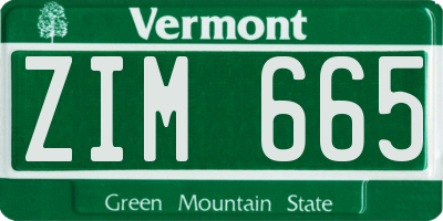 VT license plate ZIM665