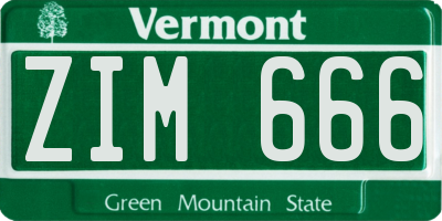 VT license plate ZIM666