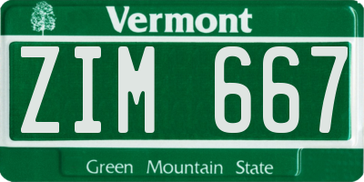 VT license plate ZIM667