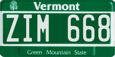 VT license plate ZIM668