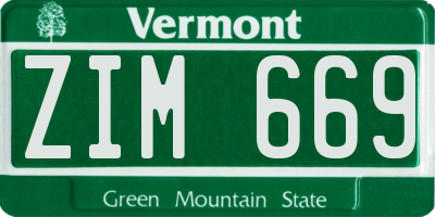 VT license plate ZIM669