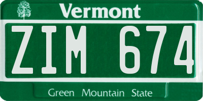 VT license plate ZIM674
