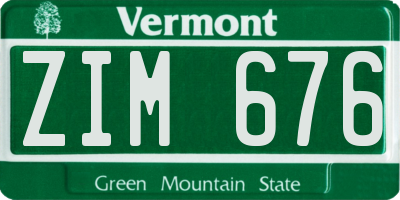 VT license plate ZIM676