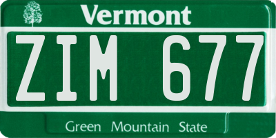 VT license plate ZIM677