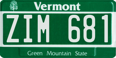 VT license plate ZIM681