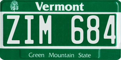 VT license plate ZIM684