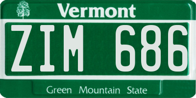 VT license plate ZIM686