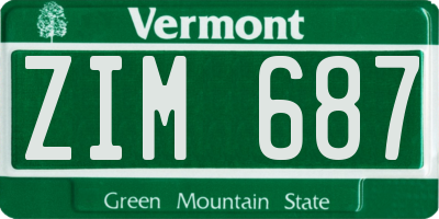VT license plate ZIM687