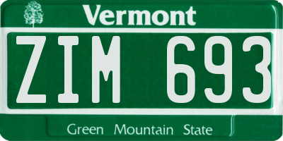VT license plate ZIM693